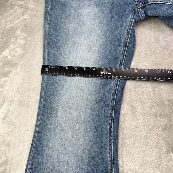Vervet Jeans Women 32 Blue High Rise Flared Frayed Hem Medium Wash Stretch Denim - Picture 9 of 15